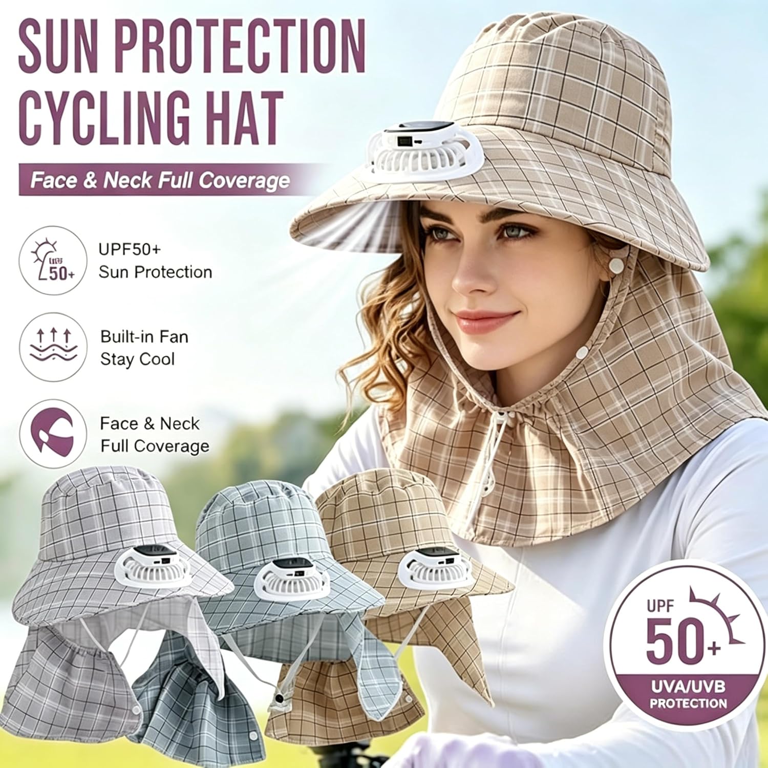 Outdoor Camping Hat - 1PC Chapeau ventilateur solaire rechargeable par