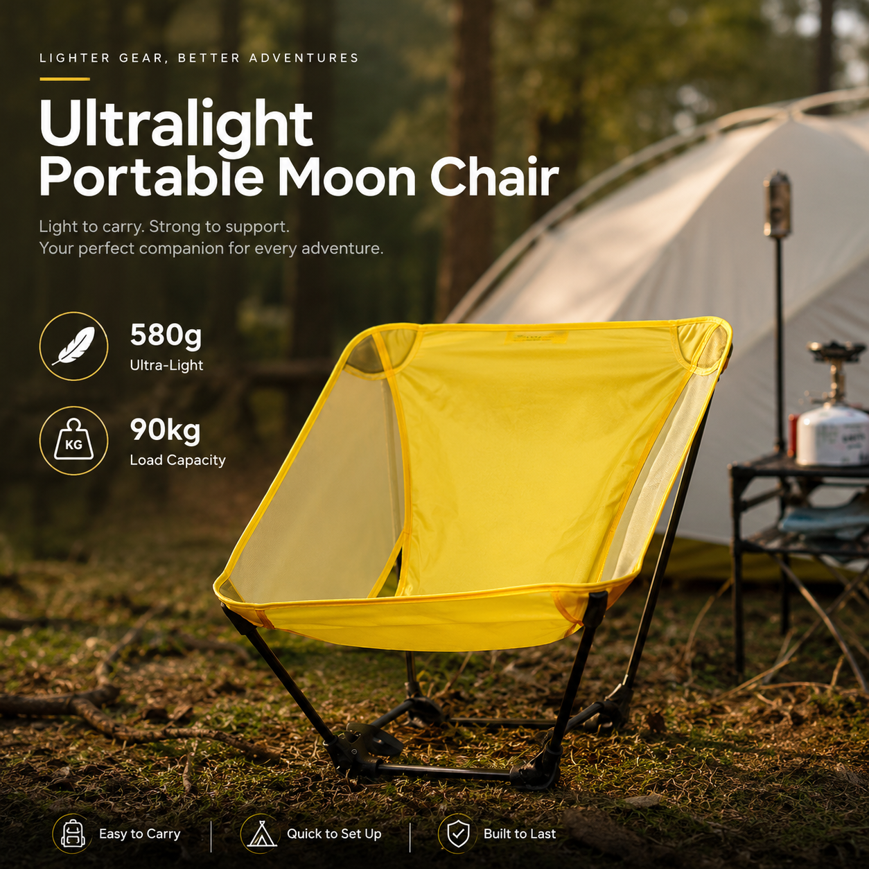 Outdoor Camping Loveseat - Chaise de camping pliable ultralégère 580g,
