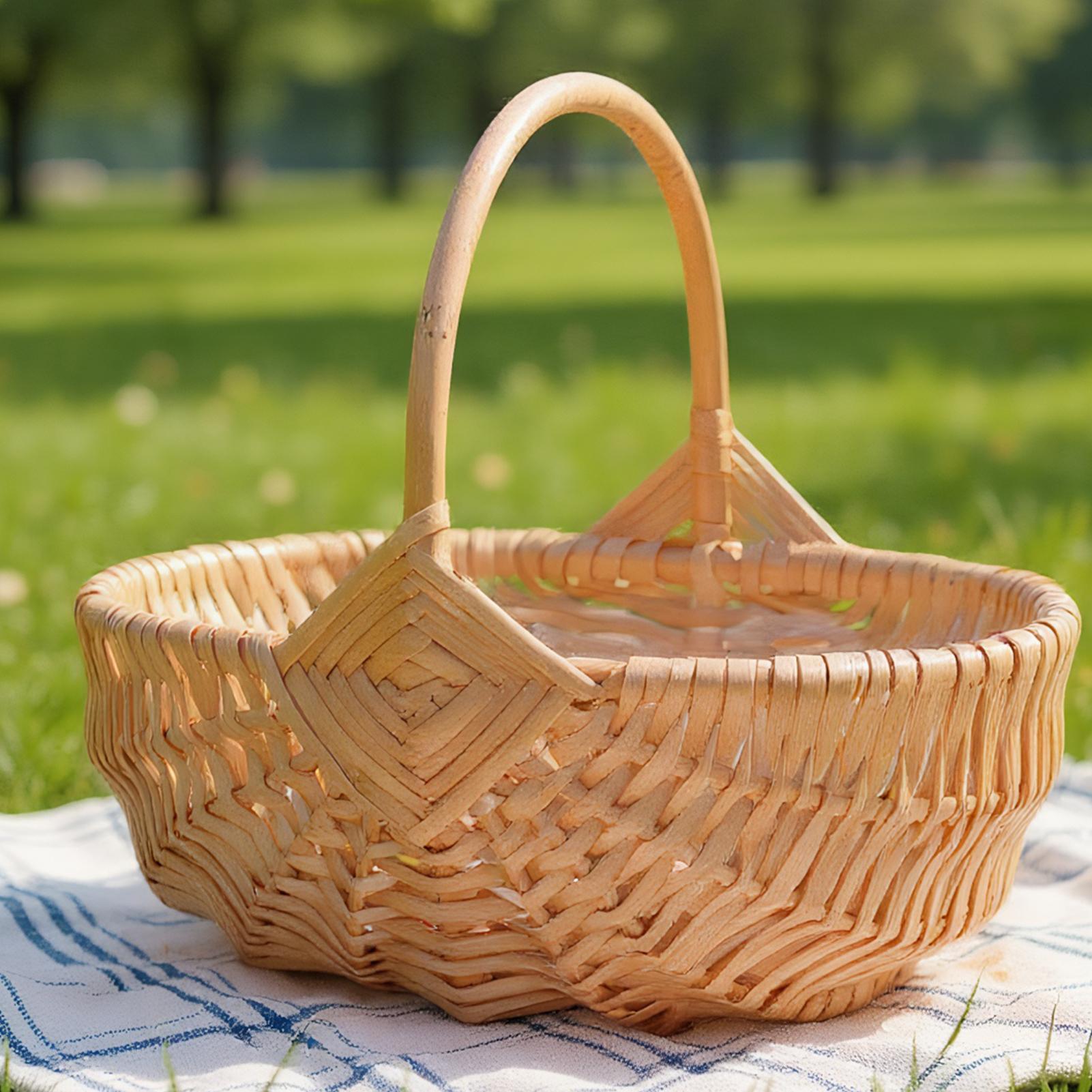 Outdoor Activities In Camping - Panier de pique-nique en osier tissé