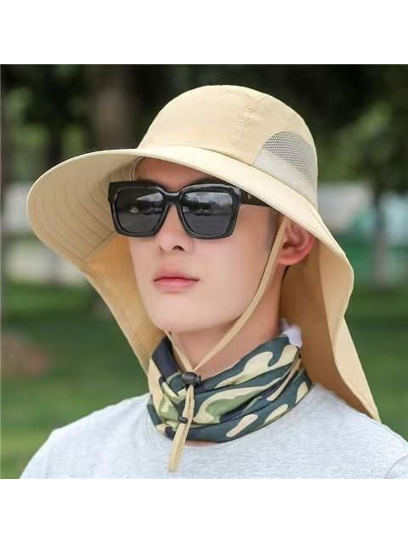 Outdoor Activities In Camping - Chapeau de soleil avec écharpe, lavable