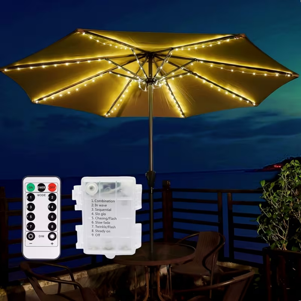 Outdoor Camping Umbrella - Parasol d'extérieur sans fil avec 104LED,
