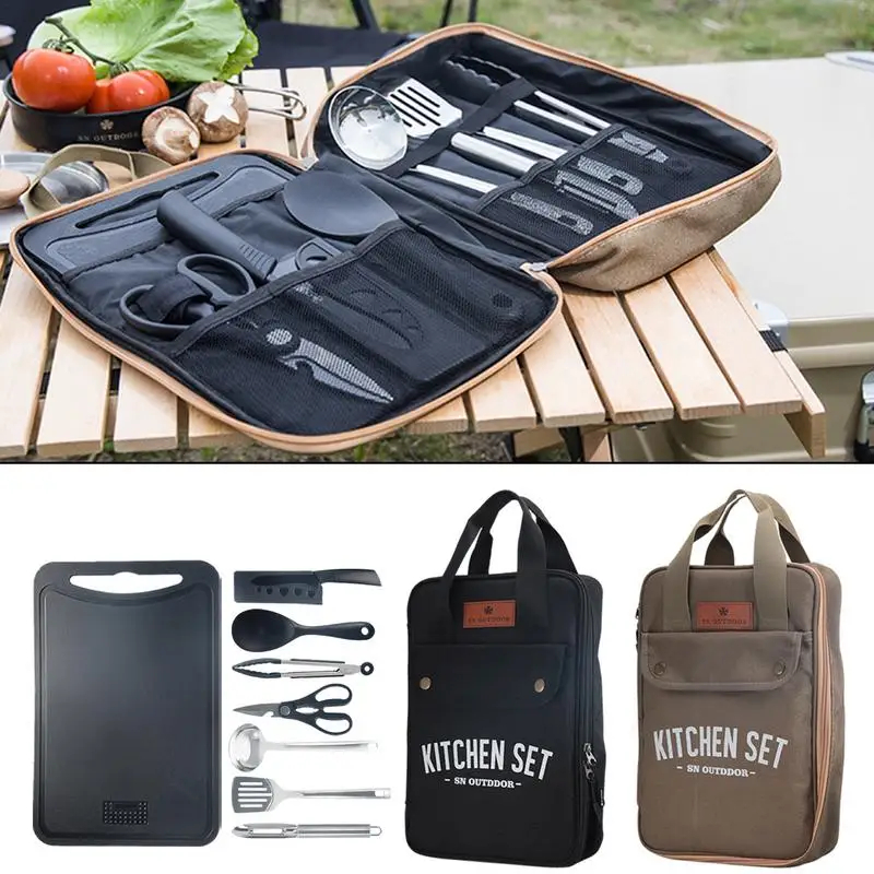 Outdoor Camping Kitchen With Sink - Ensemble de 8 ustensiles de cuisine