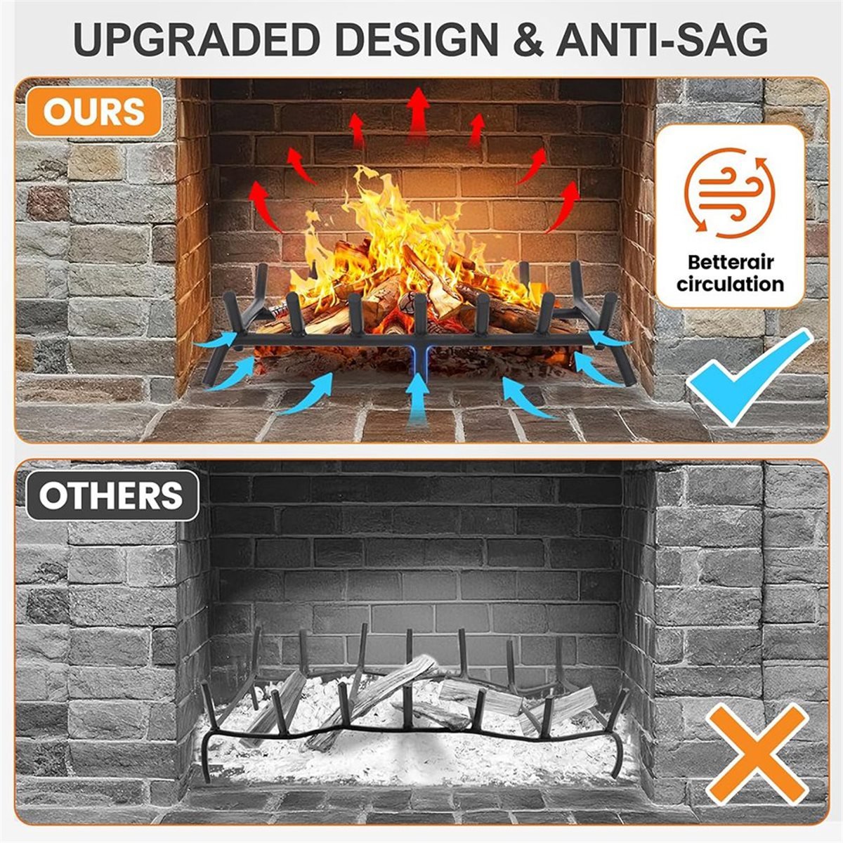 Outdoor Camping Fireplace - Nouvelle grille à bûches de cheminée-support