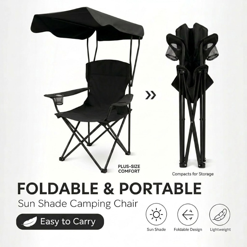 Outdoor Activities In Camping - Chaise de camping d'extérieur avec auvent,