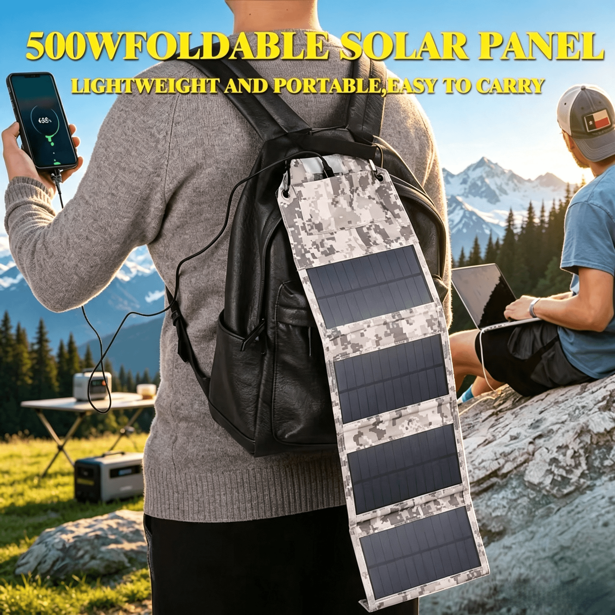 Zd Outdoor Camping - Chargeur solaire pliable 500W-800W avec câble