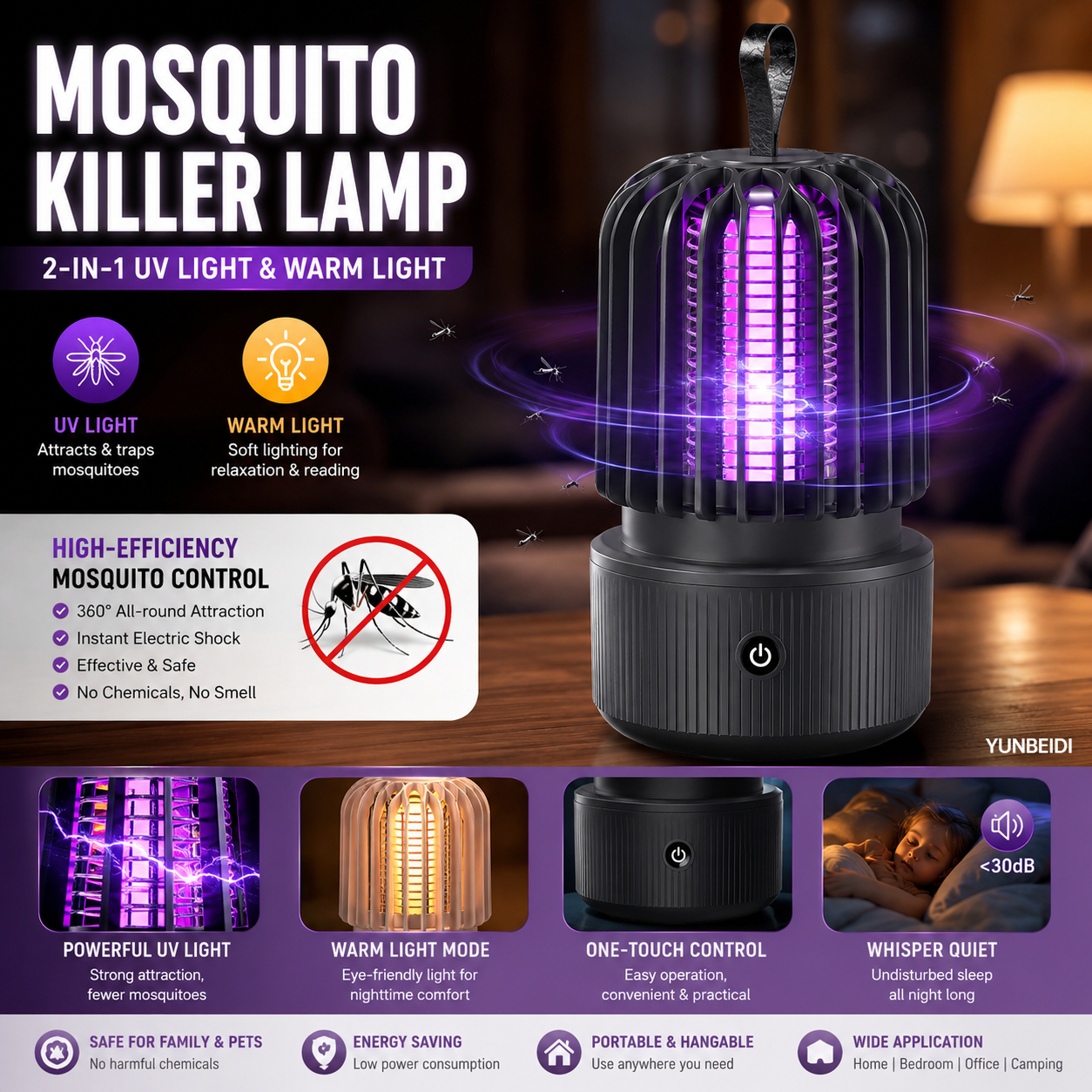 Lampe anti-moustiques 2 en 1,  - Camping Quiet avis et prix