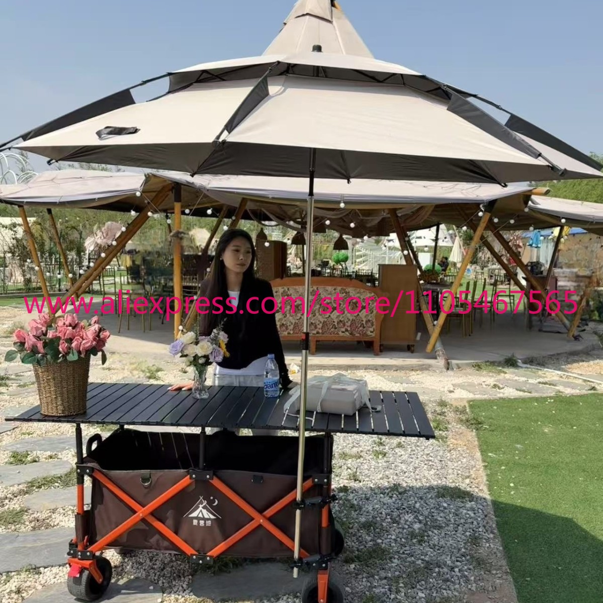1 pièce, grand chariot pliable - Outdoor Camping Umbrella avis et prix