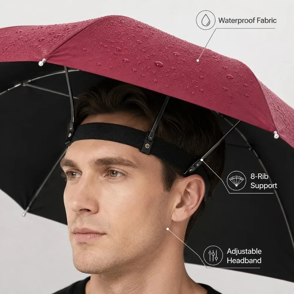 Chapeau parapluie pliable main - Outdoor Camping Umbrella avis et prix