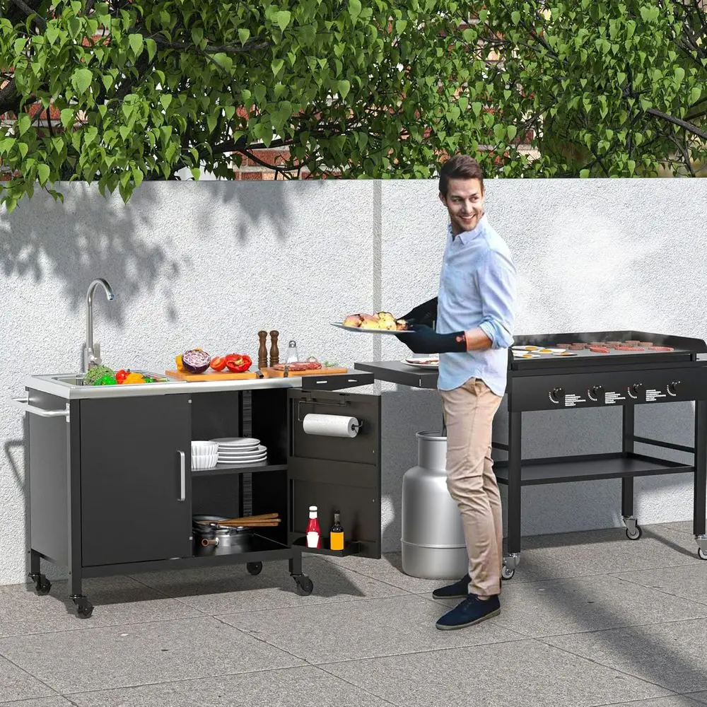 Îlot de cuisine extérieur avec - Outdoor Camping Kitchen With Sink avis et prix